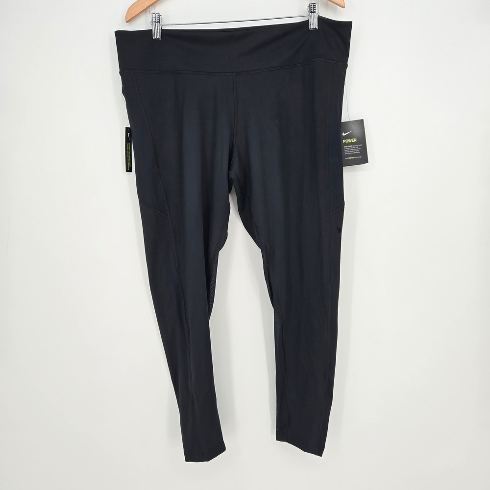 NWT Nike Black Dri-Fit Power Pocket Lux Tight Fit Training Pants Womens 2X